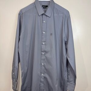Bar III Mens Gray Dress Shirt Slim Fit Stretch 16.5 32/33